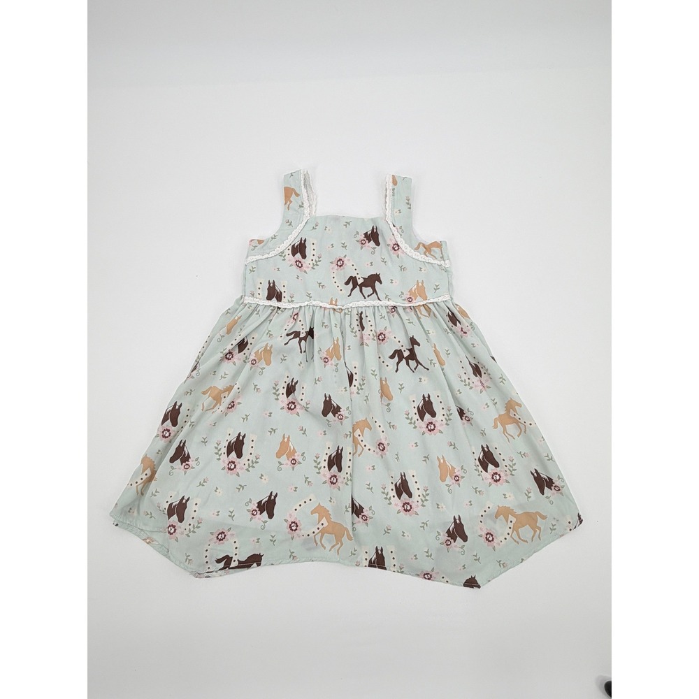 Good Lad Horse Floral Lace Trim Sleeveless Dress Mint Green Size 5‎